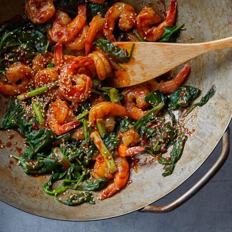 , Stir-Fried Sesame Prawns and Spinach, Friday Night Snacks and More...