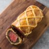 beef wellington with green bean salad