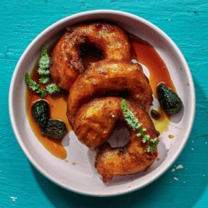 picarones with fig chancaca syrup