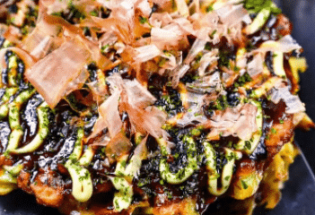 osaka style okonomiyaki (japanese savory pancake)