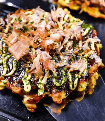 osaka style okonomiyaki (japanese savory pancake)