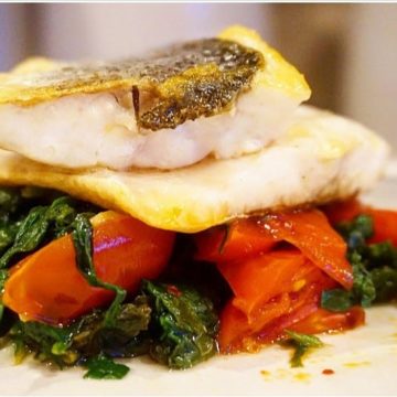 Seared Sea Bass with Tomatoes and Spinach, Friday Night Snacks and More...