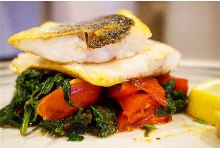 , Seared Sea Bass with Tomatoes and Spinach, Friday Night Snacks and More...